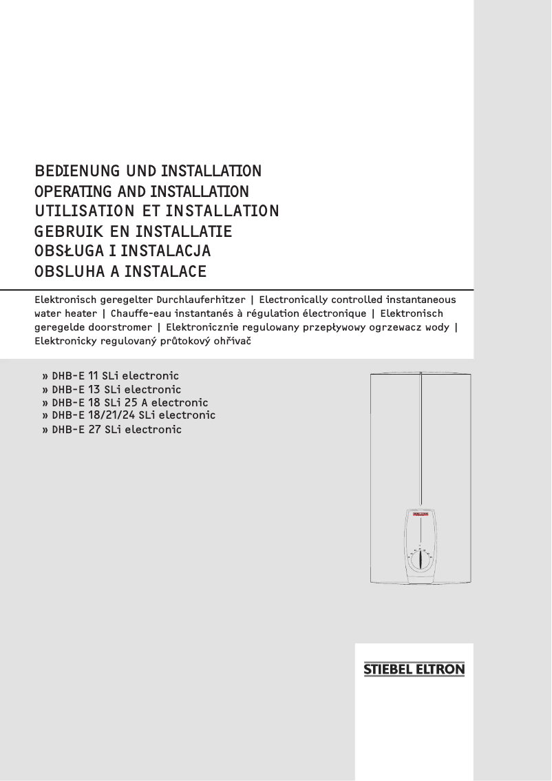 Page 1 de la notice Manuel utilisateur Stiebel Eltron DHB-E 13 SLi electronic