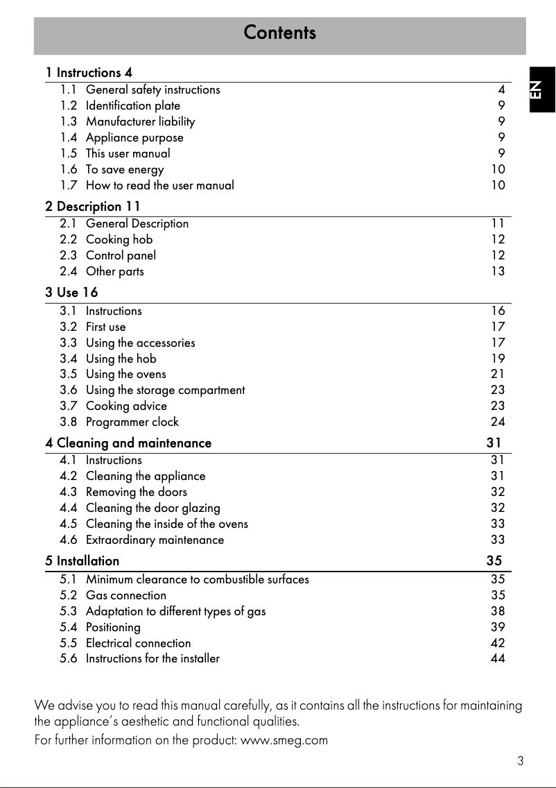 Page n°1 - Manuel utilisateur Smeg A3AU-81