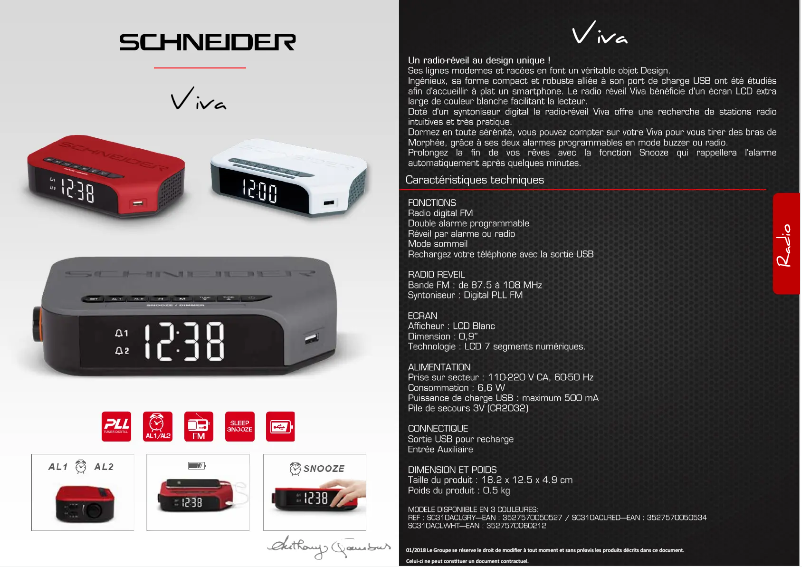 Page 1 de la notice Fiche technique Schneider SC310ACLRED