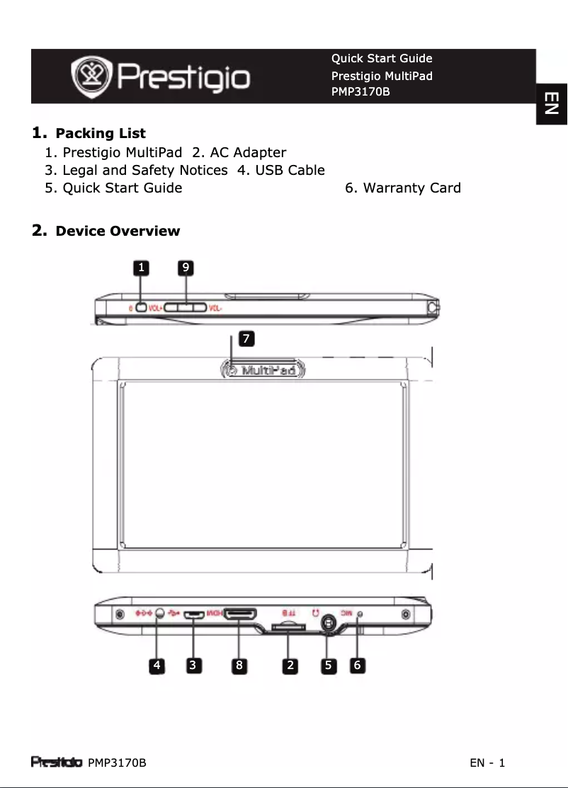 Page n°1 - Manuel utilisateur Prestigio MultiPad 7.0 Pro