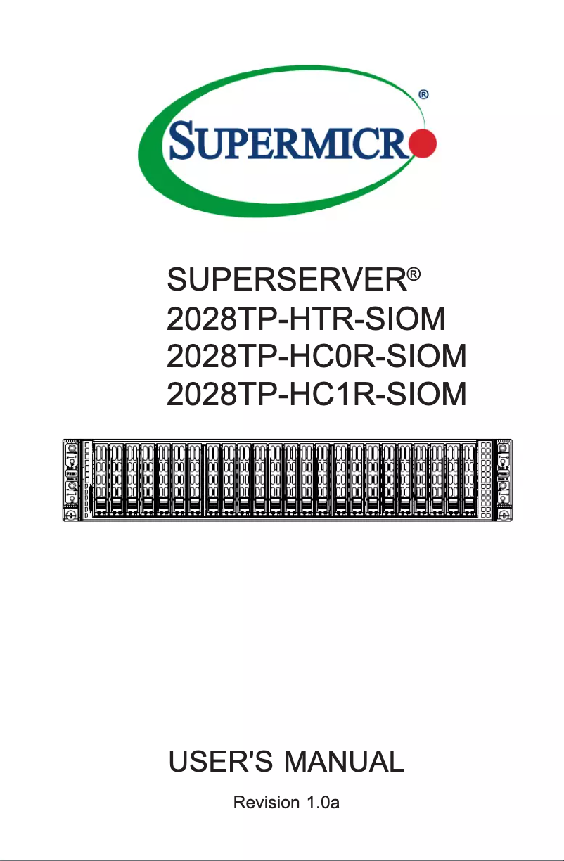 Image de la première page du manuel de l'appareil SuperServer 2028TP-HTR-SIOM