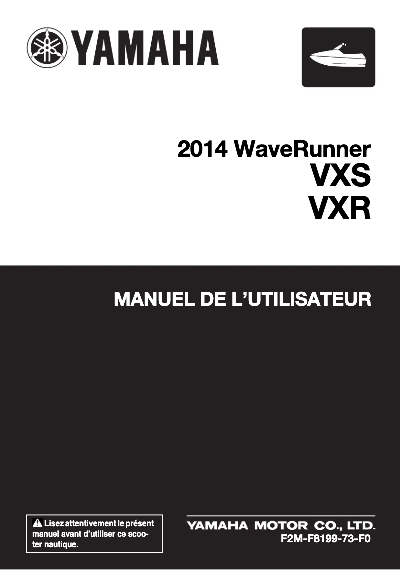 Page n°1 - Manuel utilisateur Yamaha WaveRunner VXR (2014)