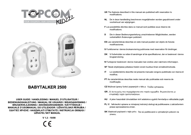 Page 1 de la notice Manuel utilisateur Topcom Babytalker 2500