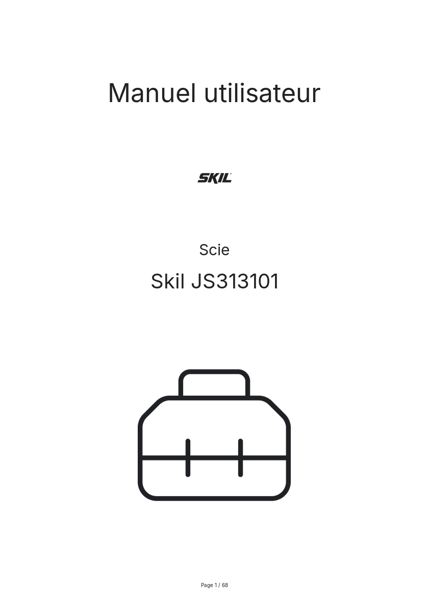 Page n°1 - Manuel utilisateur Skil JS313101