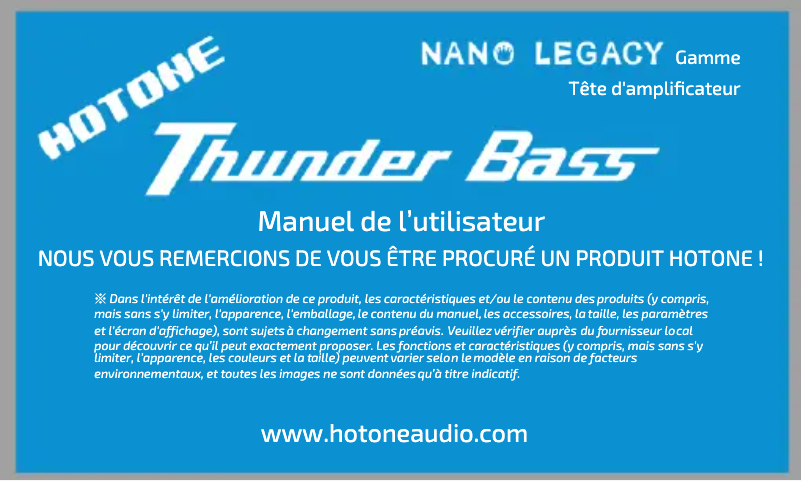 Image de la première page du manuel de l'appareil Thunder Bass