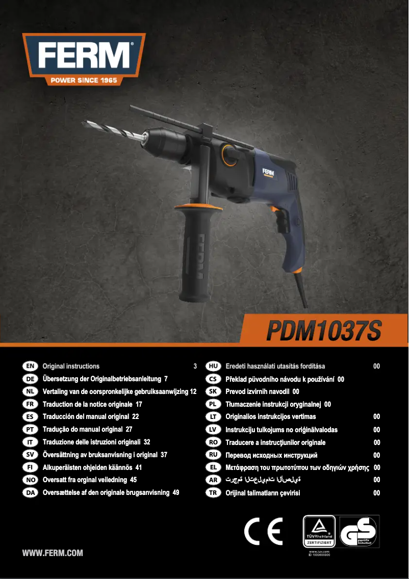 Página 1 del manual Manual de usuario Ferm PDM1037S