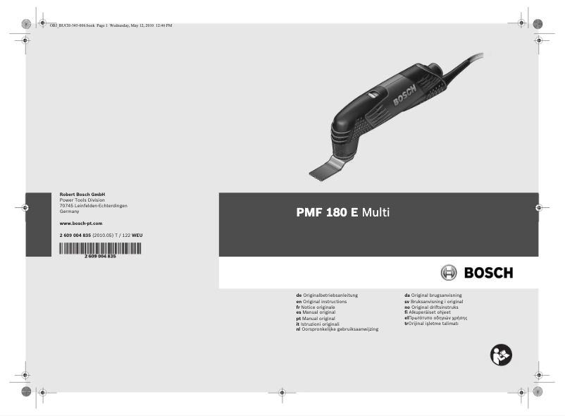 Page 1 de la notice Manuel utilisateur Bosch PMF 180 E
