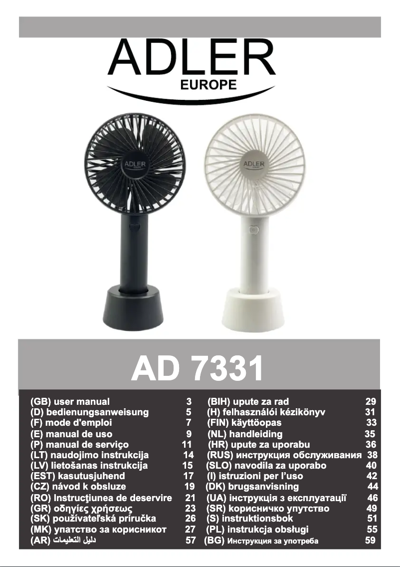 Image de la première page du manuel de l'appareil AD 7331