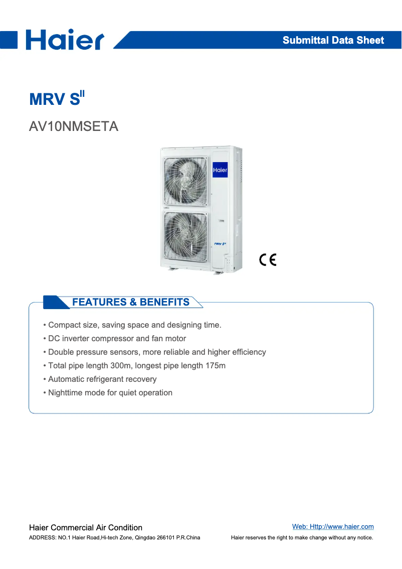 Image de la première page du manuel de l'appareil AV10NMSETA