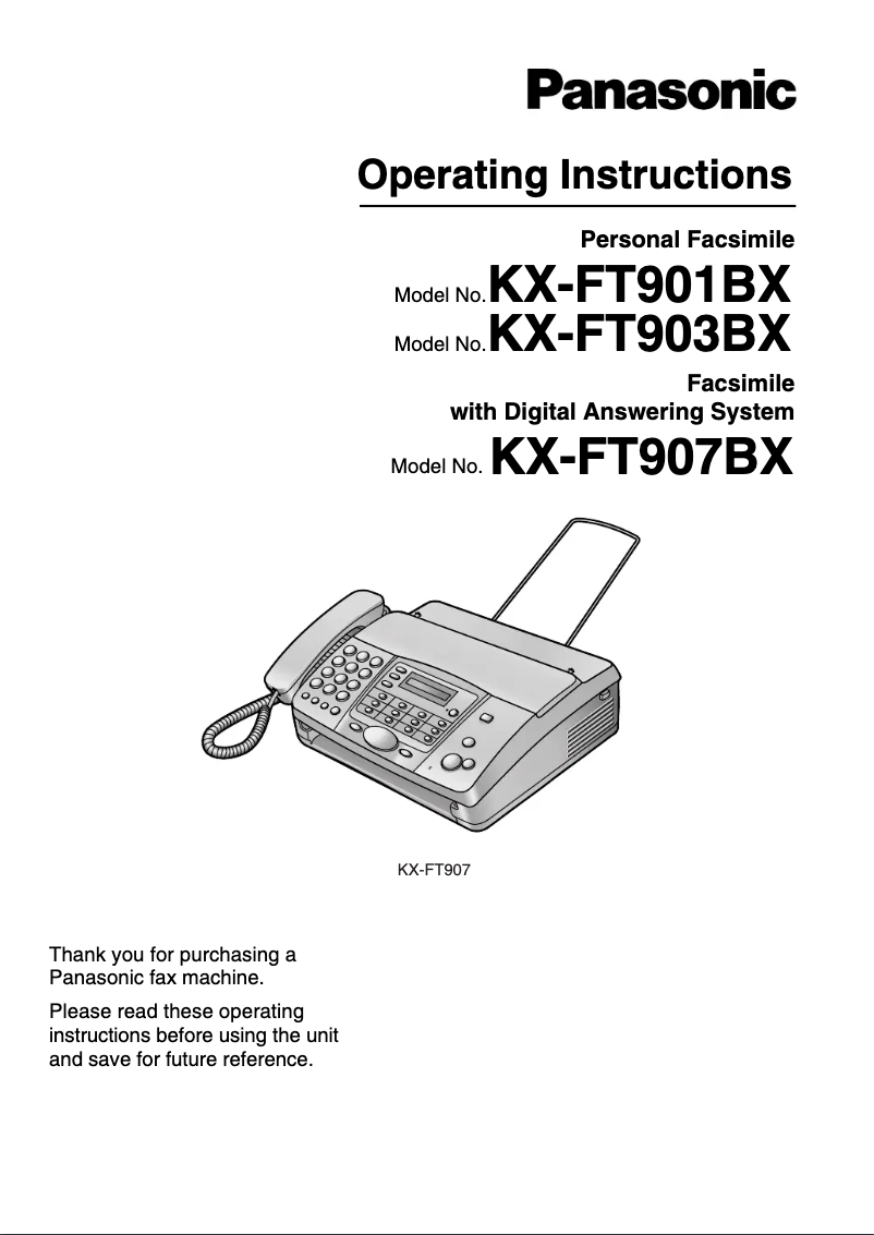Imagen de la primera página del manual del dispositivo KX-FT903BX