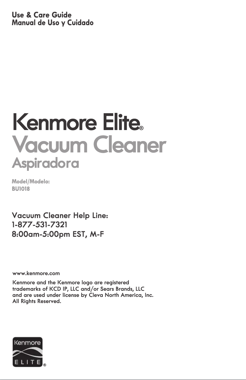 Page n°1 - Manuel utilisateur Kenmore BU1018
