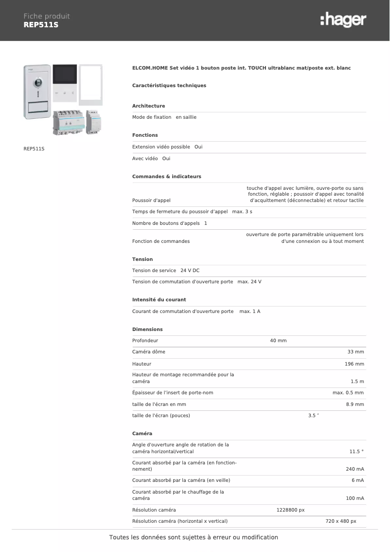Image de la première page du manuel de l'appareil REP511S