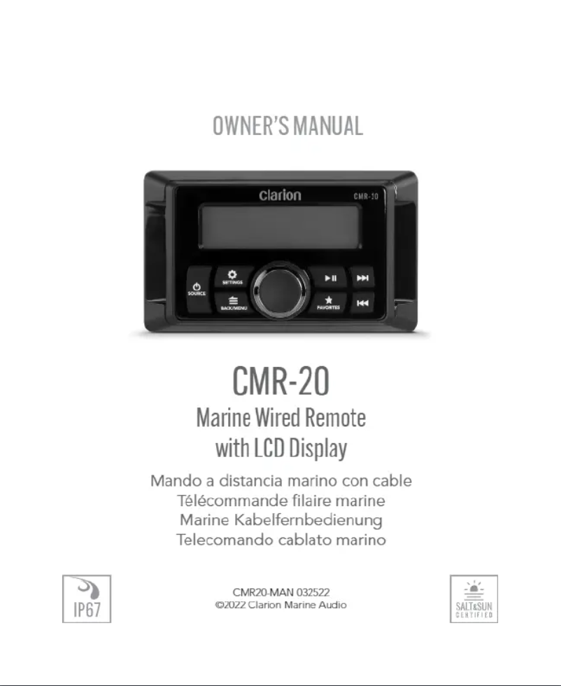 Page 1 of the manual User Manual Clarion CMR-20