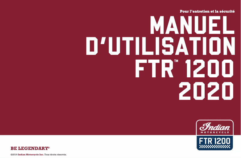 Page 1 de la notice Manuel utilisateur Indian FTR Rally (2020)