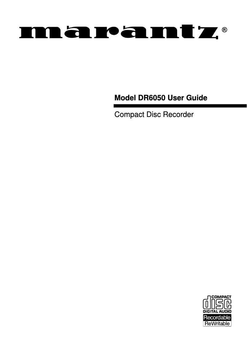 Page 1 de la notice Manuel utilisateur Marantz DR6050