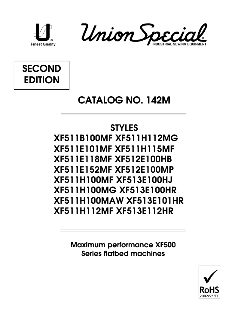 Page n°1 - Manuel utilisateur Union Special XF511E152MF