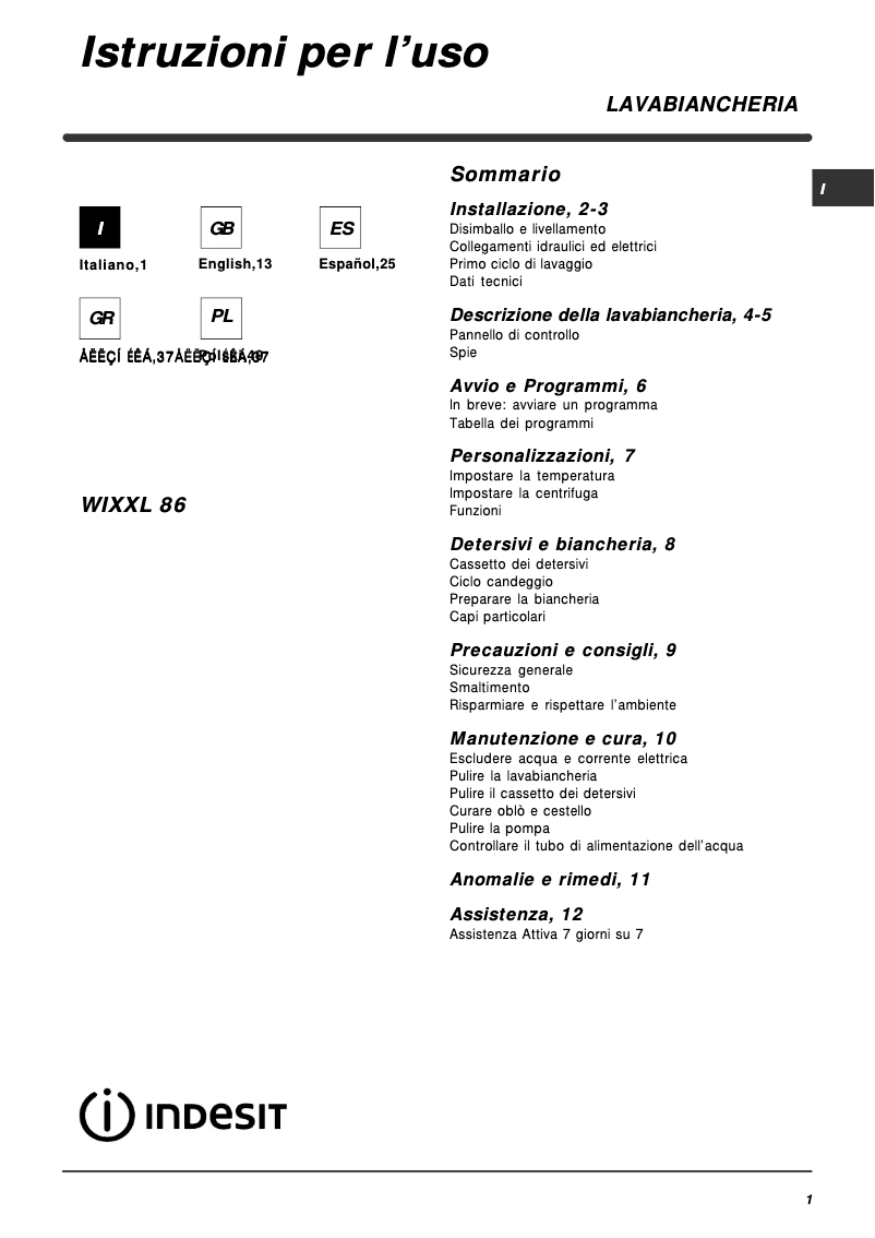 Imagen de la primera página del manual del dispositivo WIXXL 86 (EU).1