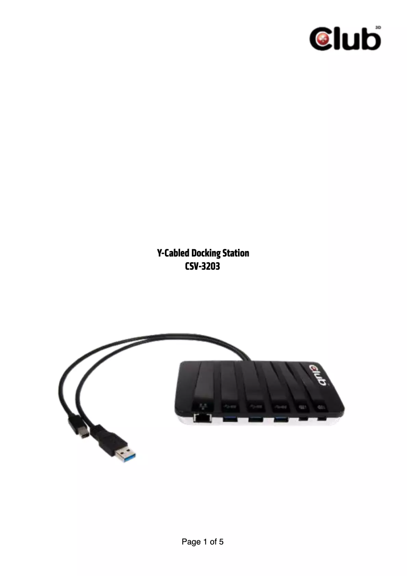 Page n°1 - Manuel utilisateur CLUB3D CSV-3203