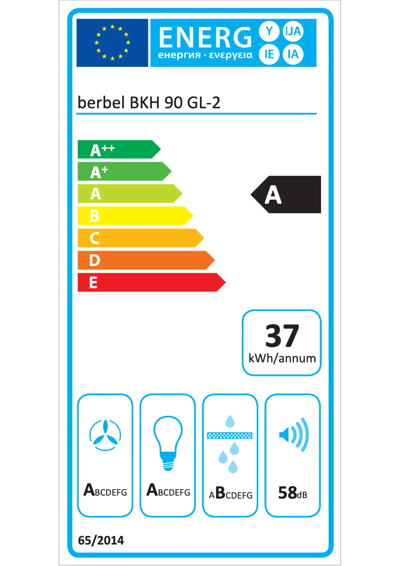 Page 1 de la notice Label énergétique Berbel BKH 90 GL
