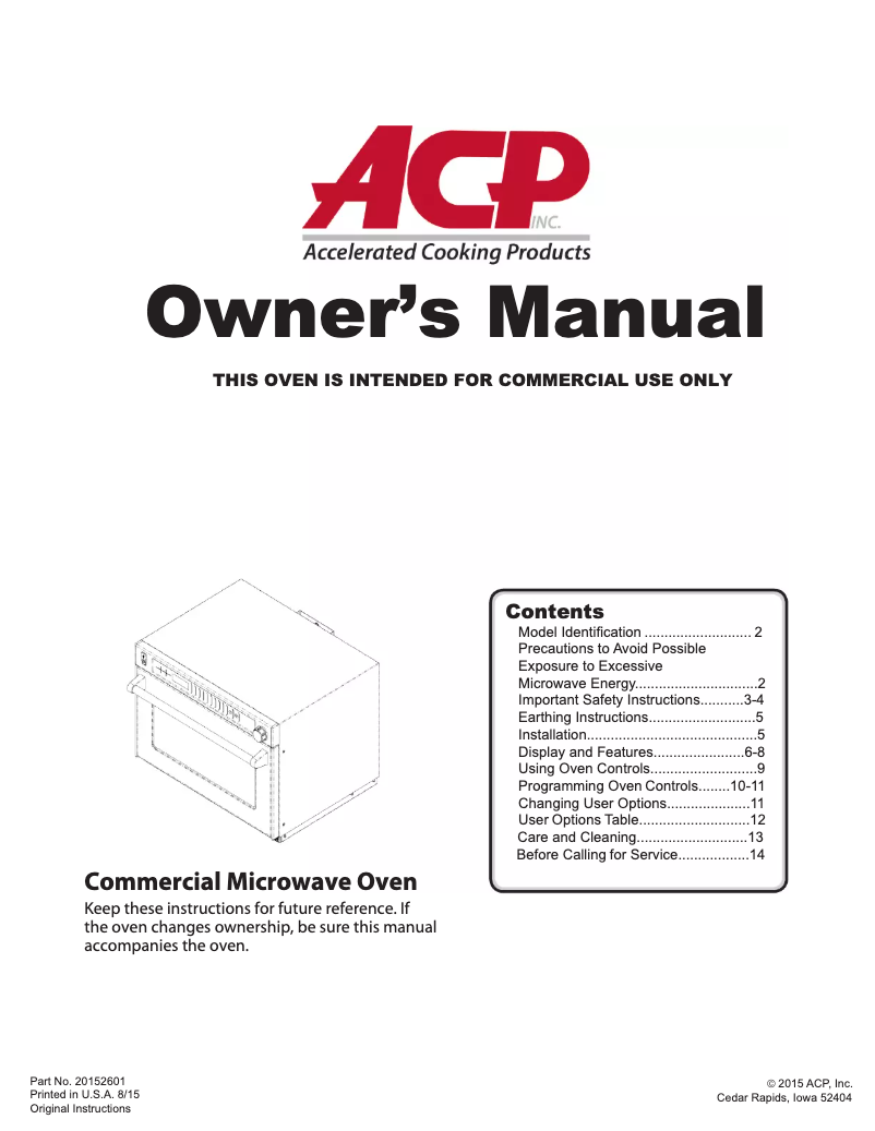 Page 1 de la notice Manuel utilisateur ACP MSO5353