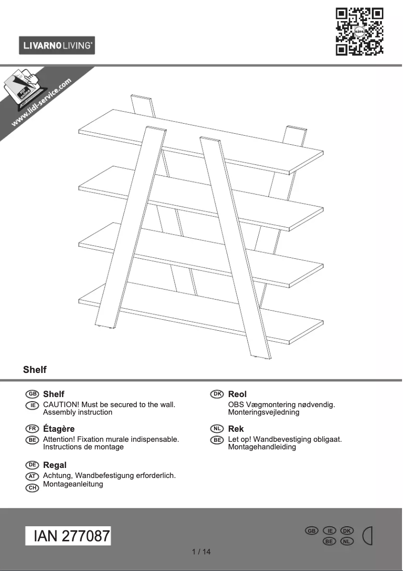 Page 1 de la notice Manuel utilisateur Livarno Lux IAN 277087