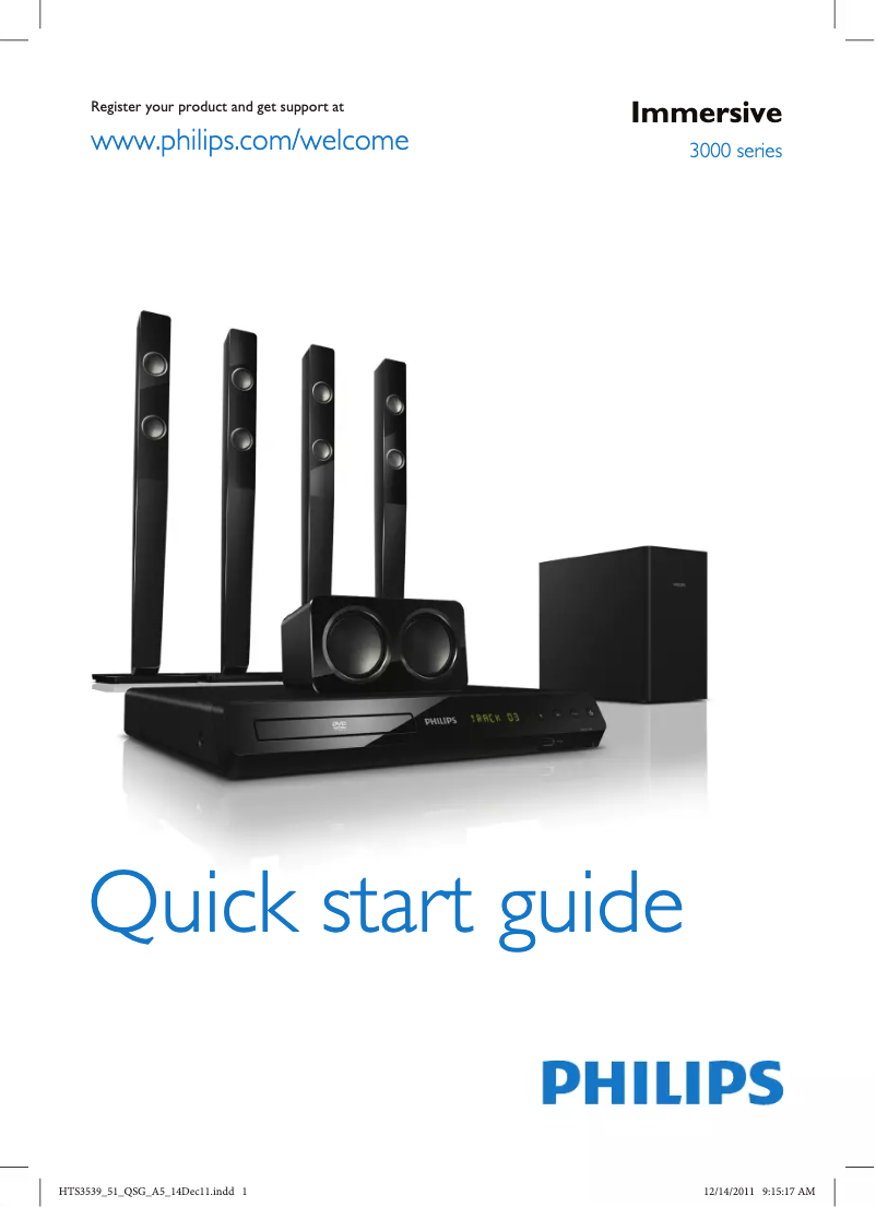 Page n°1 - Guide de démarrage rapide Philips HTS3539
