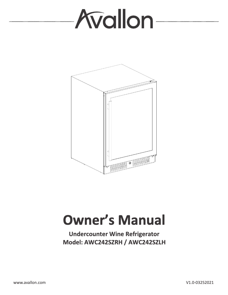Page 1 de la notice Guide d'installation Avallon AWC242SZLH
