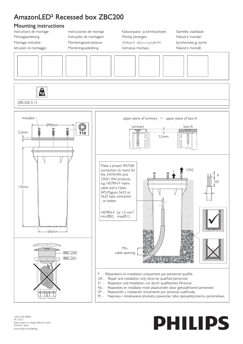 Imagen de la primera página del manual del dispositivo ZBC200 TUBE