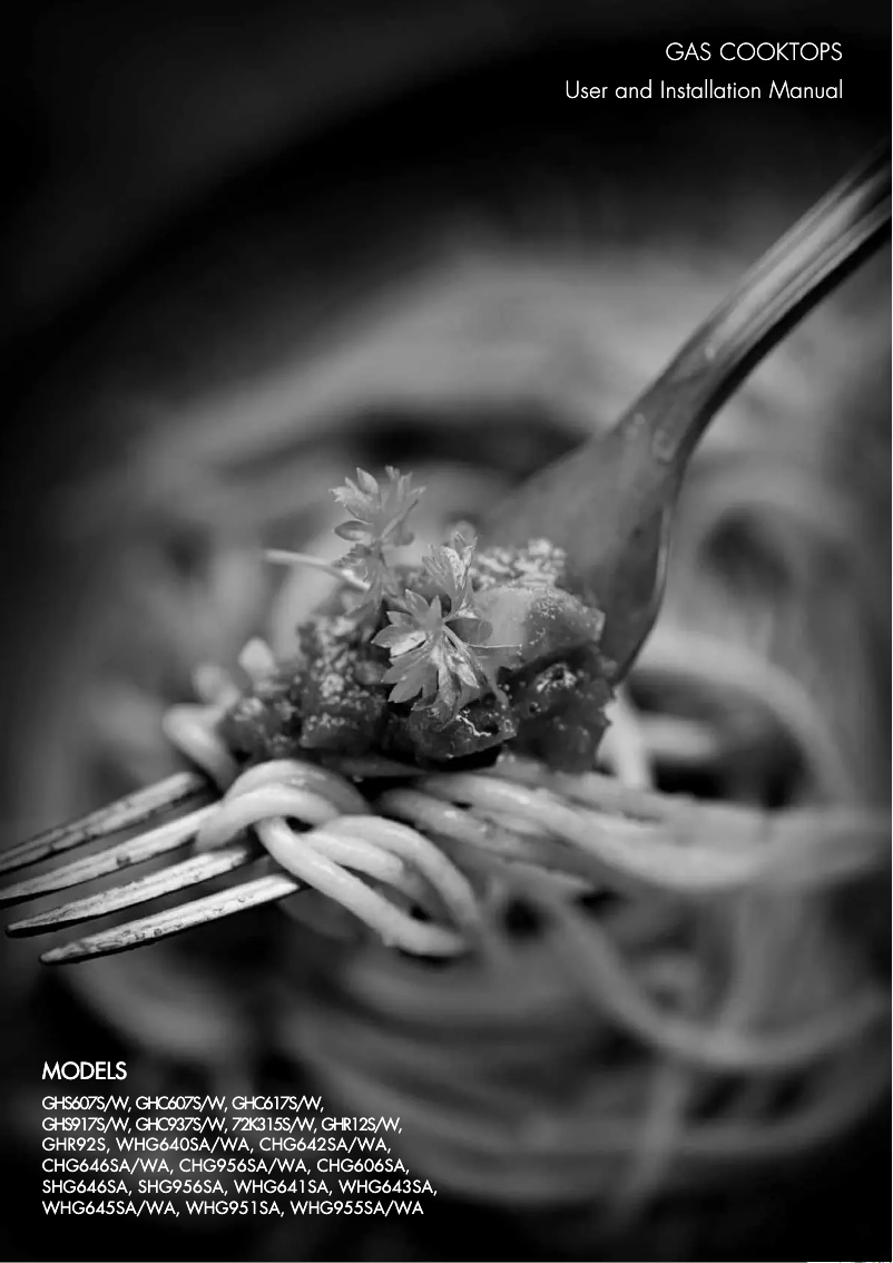 Page n°1 - Manuel utilisateur Westinghouse WHG951SA