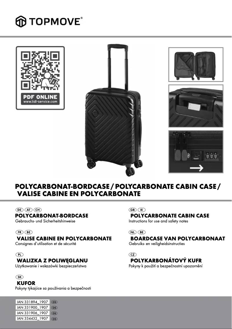 Page 1 de la notice Manuel utilisateur Topmove IAN 306826