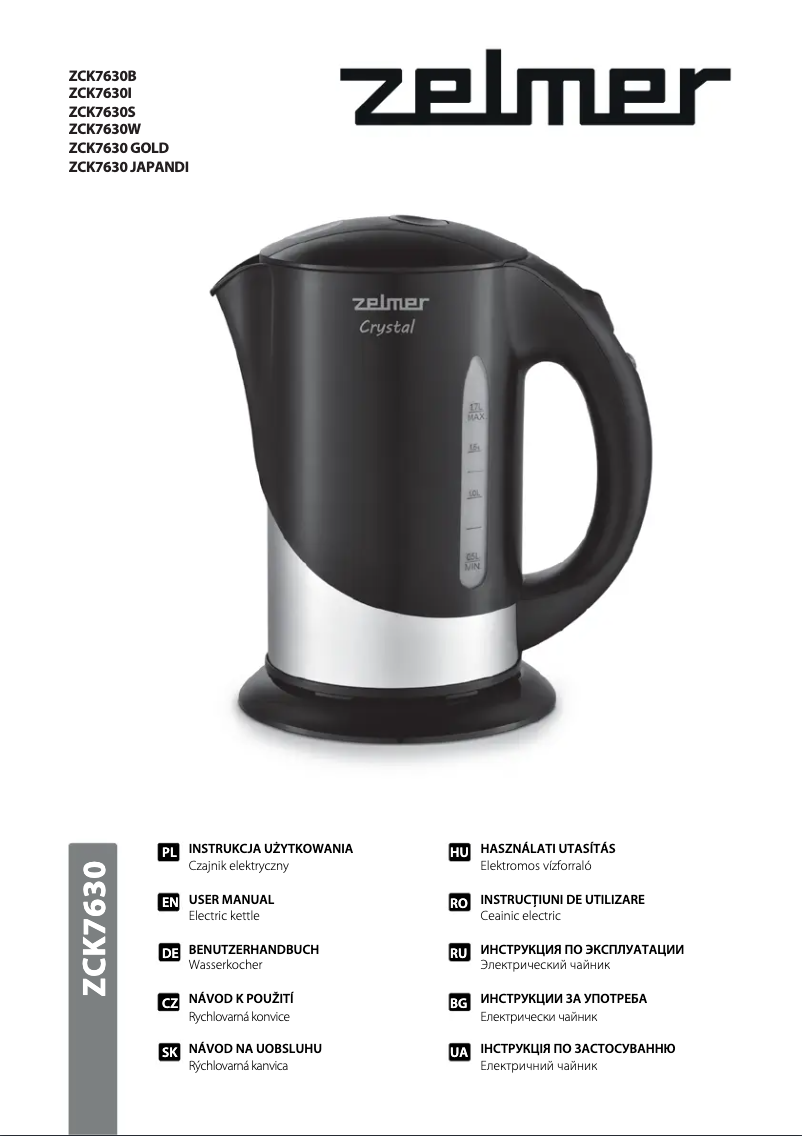 Page 1 de la notice Manuel utilisateur Zelmer Crystal Gold ZCK7630