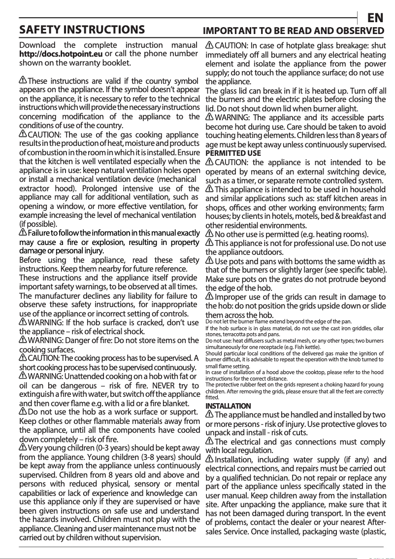 Page 1 de la notice Manuel utilisateur Hotpoint HAGD 72S/CH