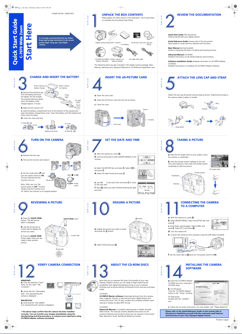 Página 1 del manual Guía de inicio rápido Olympus Camedia C-7070 Wide Zoom