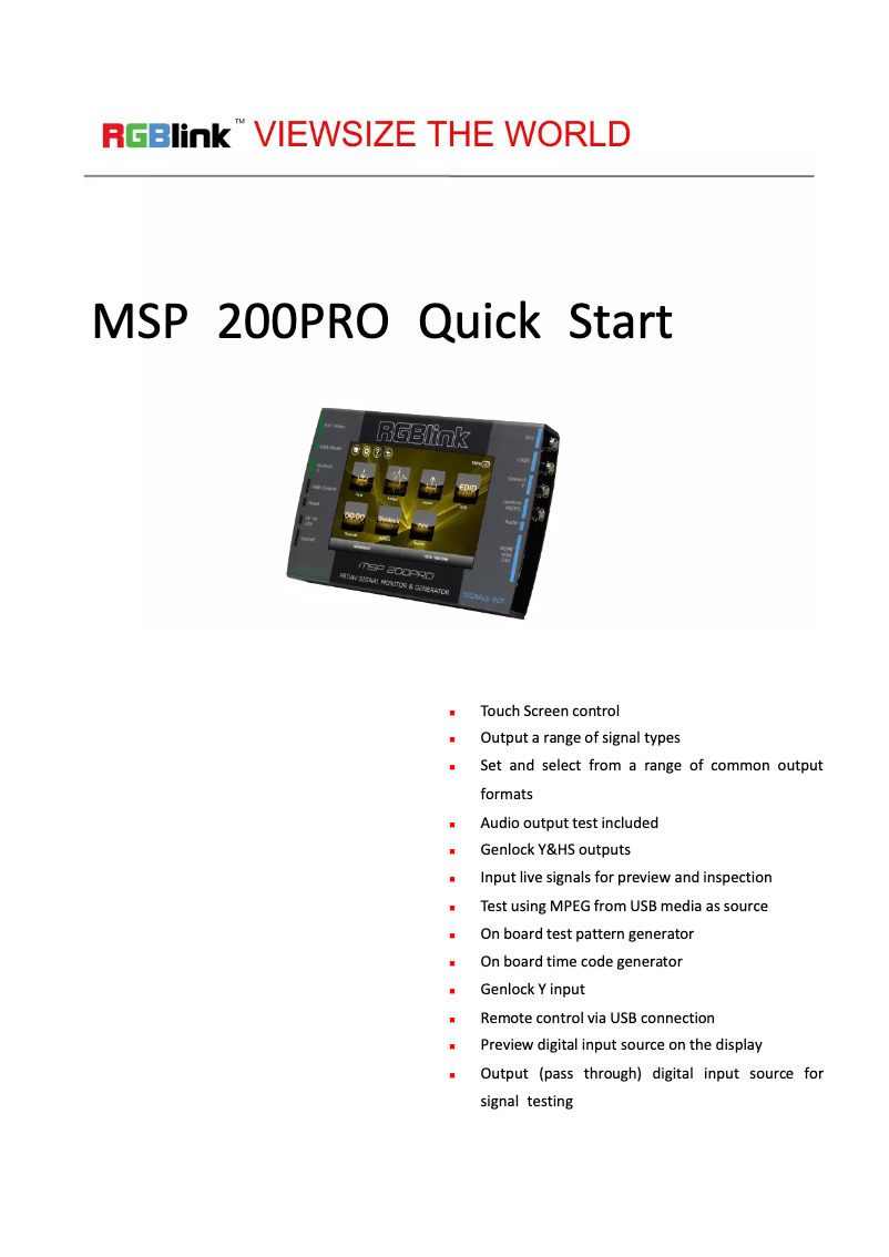 Image de la première page du manuel de l'appareil MSP 200PRO