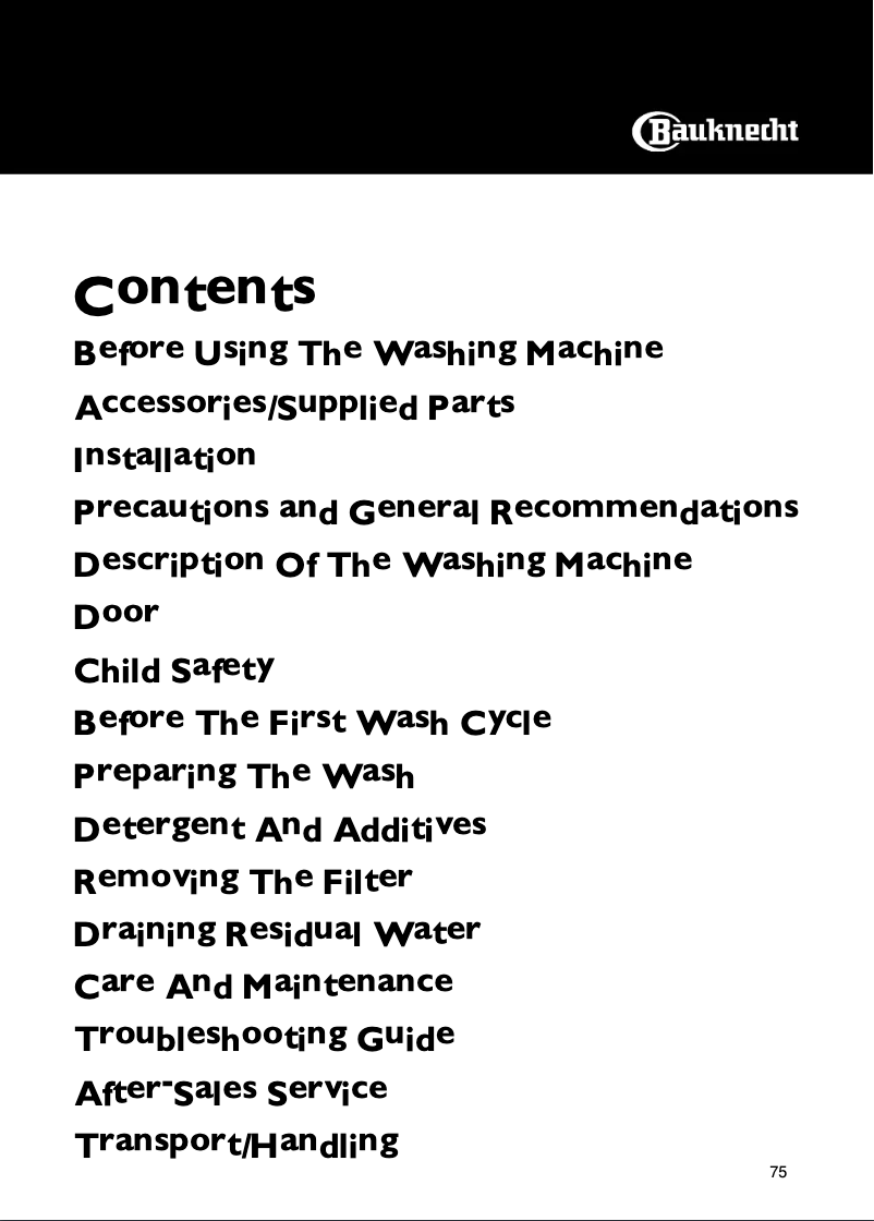 Page 1 de la notice Manuel utilisateur Bauknecht WAK 7785