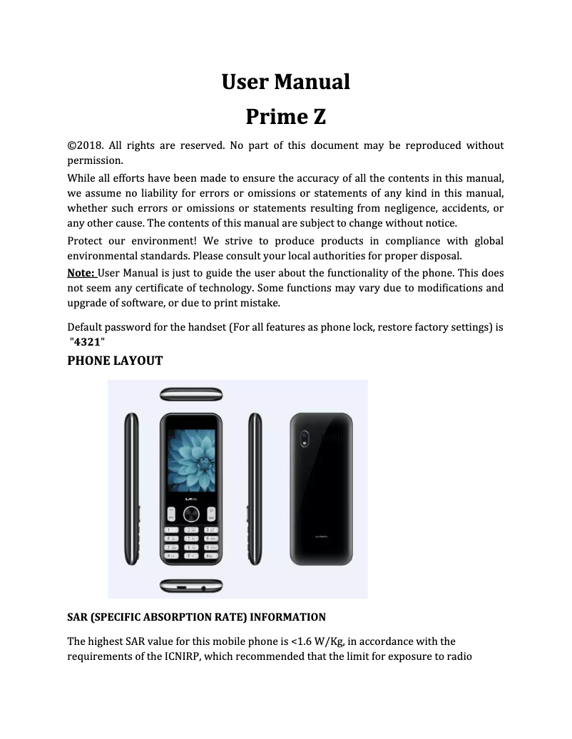 Page 1 de la notice Manuel utilisateur Lava Prime Z