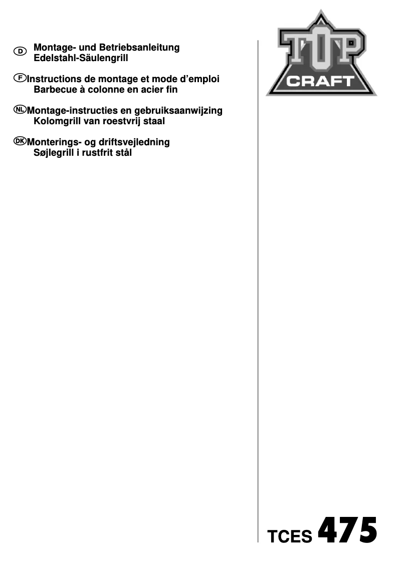 Page n°1 - Manuel utilisateur Topcraft TCES 475