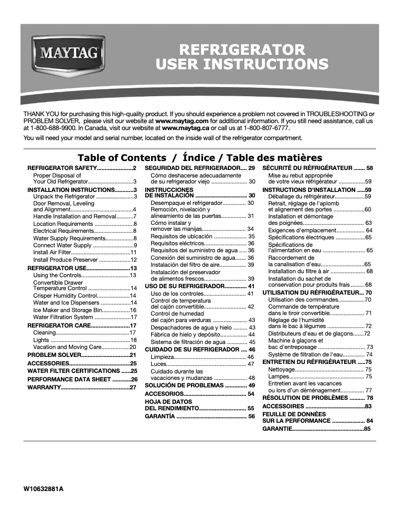 Page n°1 - Instructions / montage Maytag MSC21C6MDM