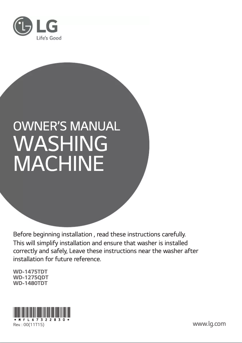 Page 1 de la notice Manuel utilisateur LG WD-1480TDT