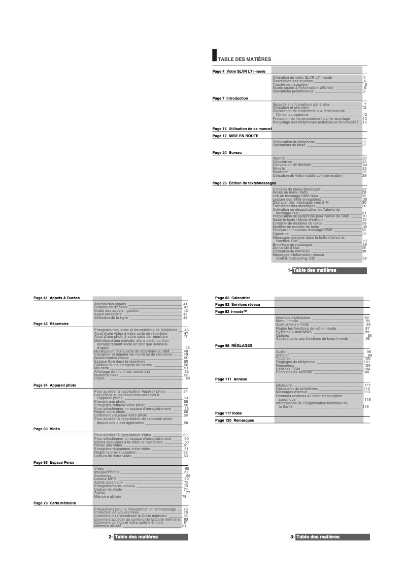Image de la première page du manuel de l'appareil SLVR L7
