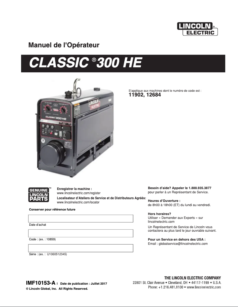 Página 1 del manual Manual de usuario Lincoln Electric Classic 300 HE