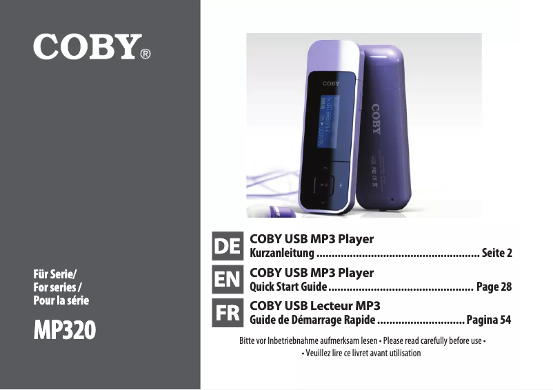 Page n°1 - Manuel utilisateur Coby MP320