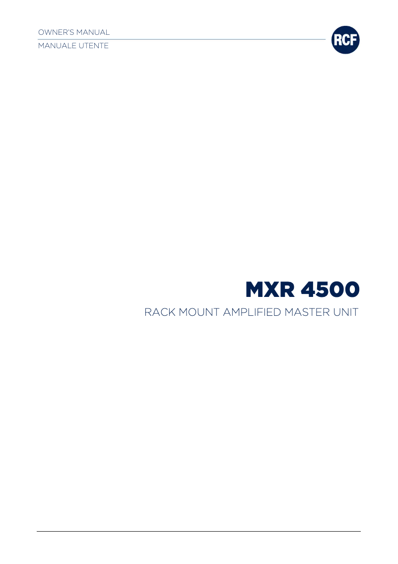 Page n°1 - Manuel utilisateur RCF MXR 4500