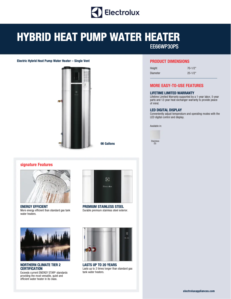 Image de la première page du manuel de l'appareil Hybrid Heat Pump EE66WP30ps