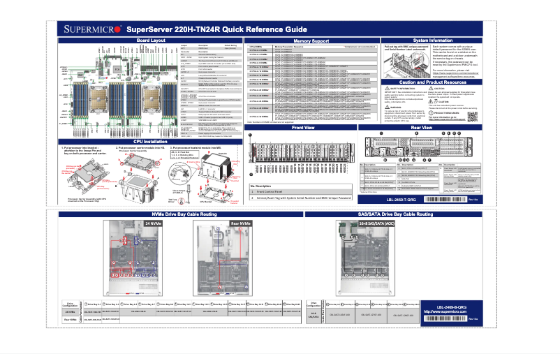 Image de la première page du manuel de l'appareil SuperServer SYS-220H-TN24R