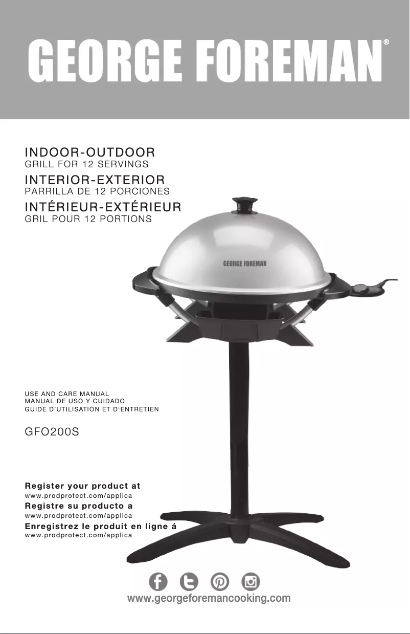Page 1 de la notice Manuel utilisateur George Foreman GFO200S