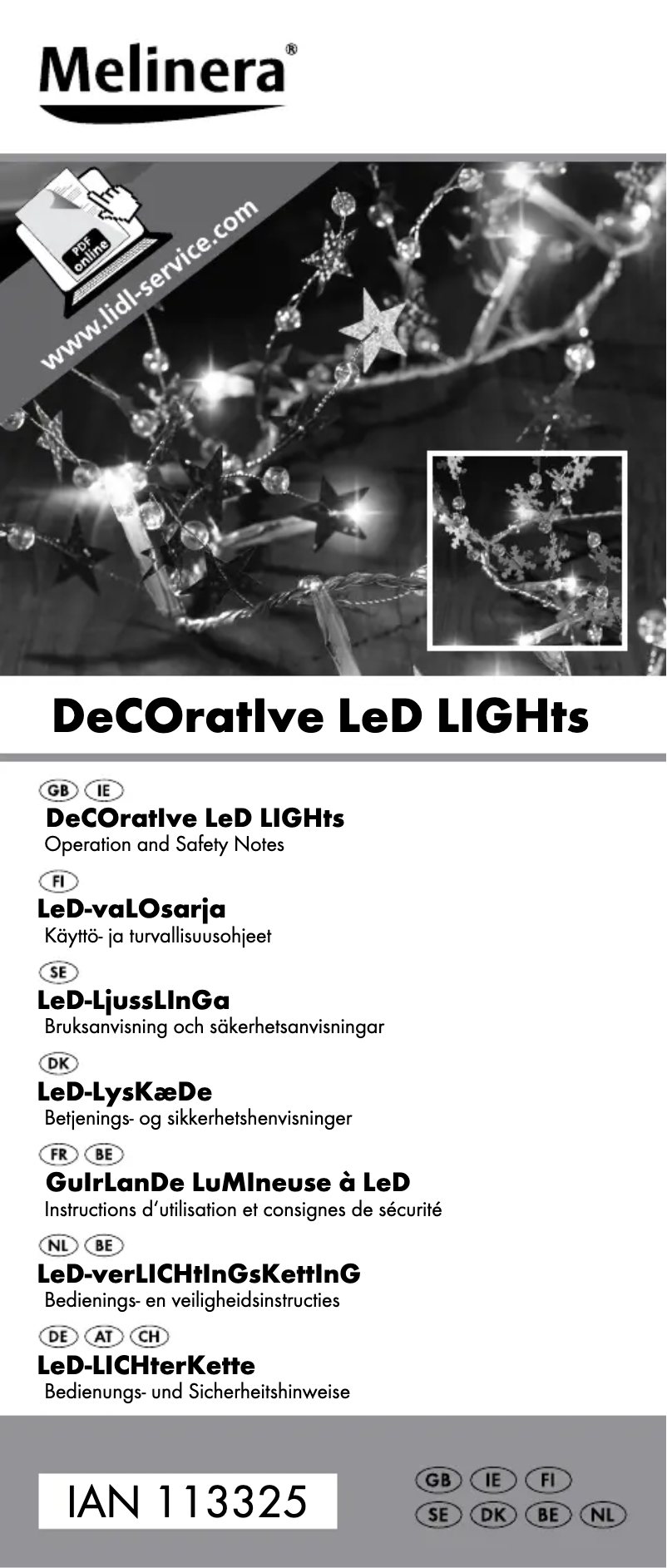 Page 1 de la notice Manuel utilisateur Melinera IAN 113325