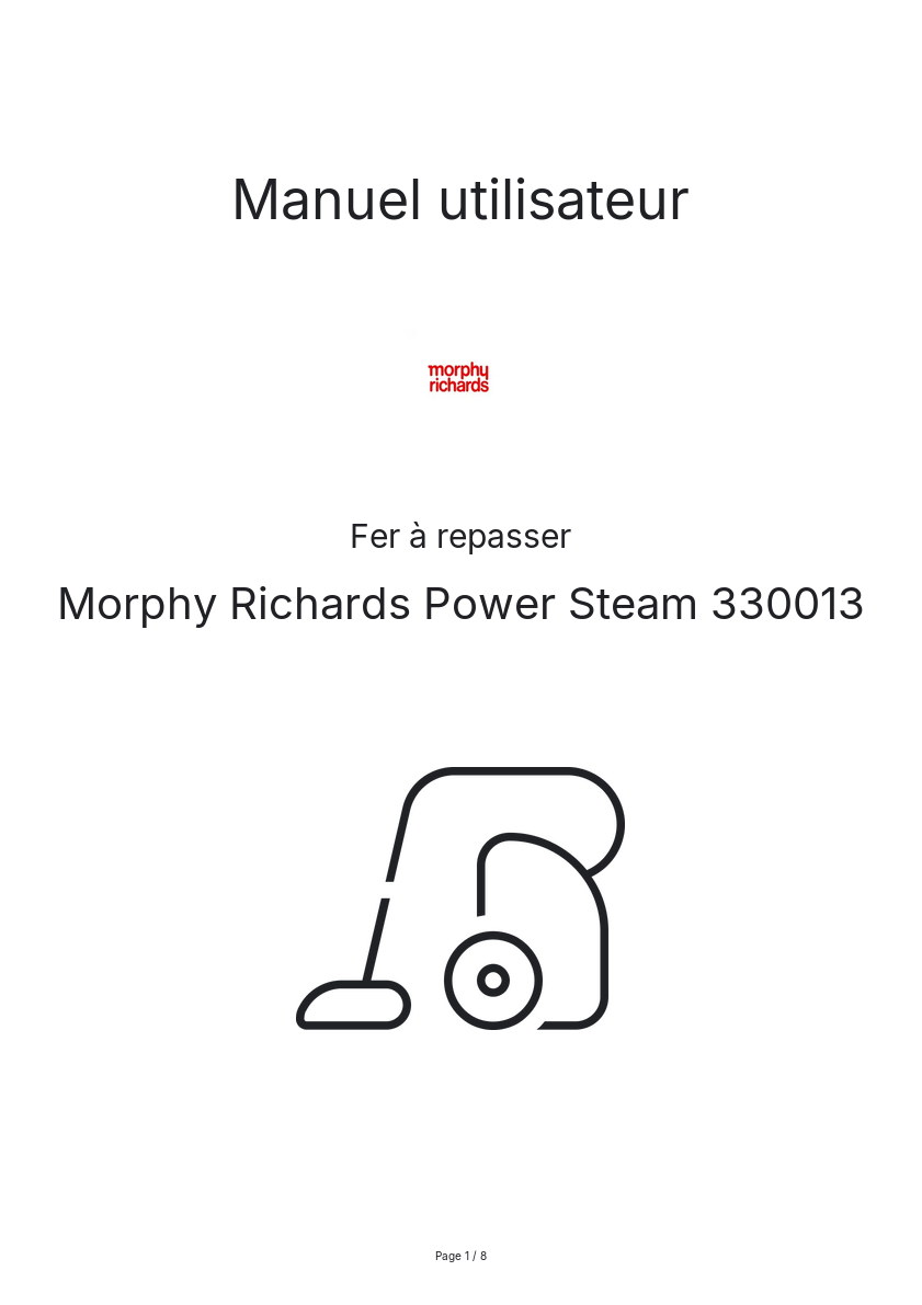 Image de la première page du manuel de l'appareil Power Steam 330013