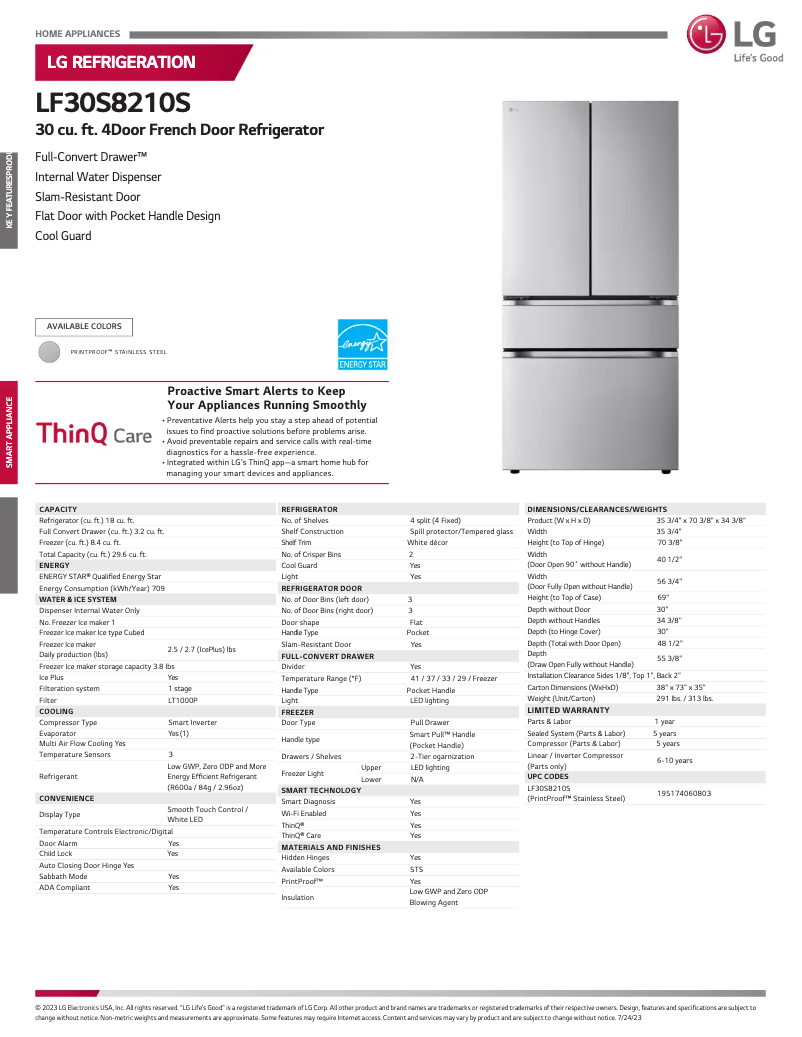 Image de la première page du manuel de l'appareil LF30S8210S