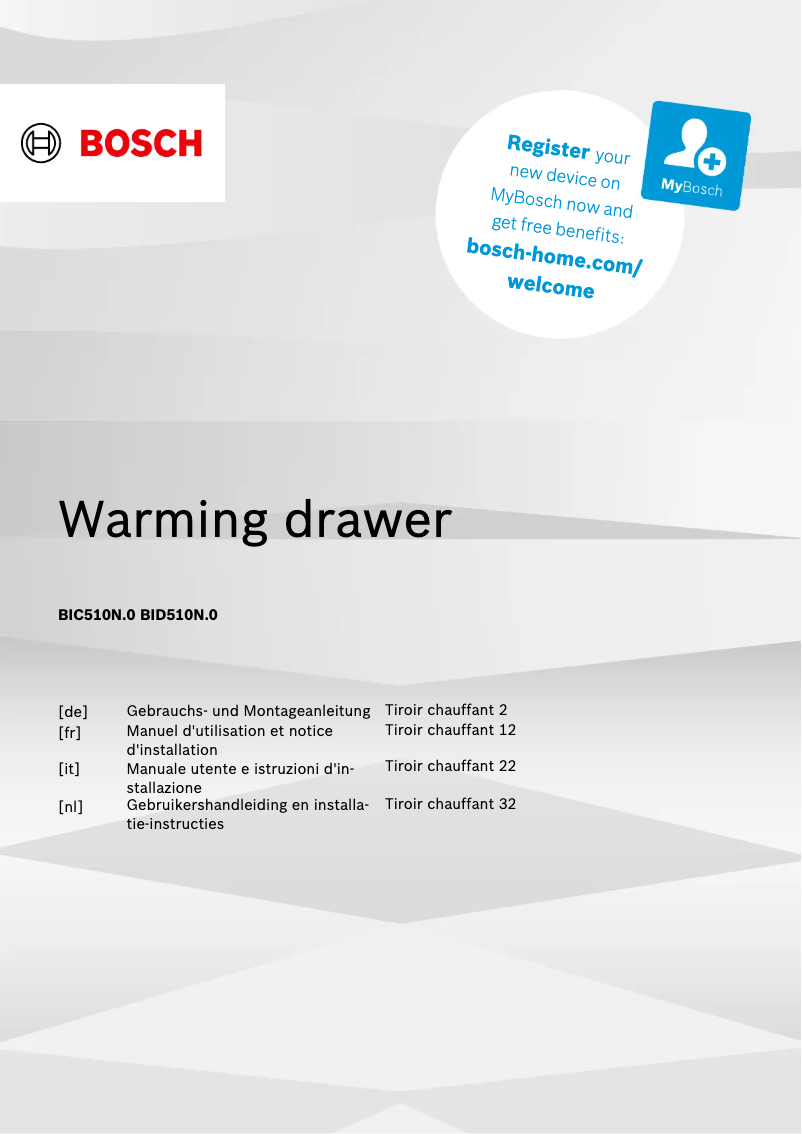 Página 1 del manual Guía de instalación Bosch BIC510NS0